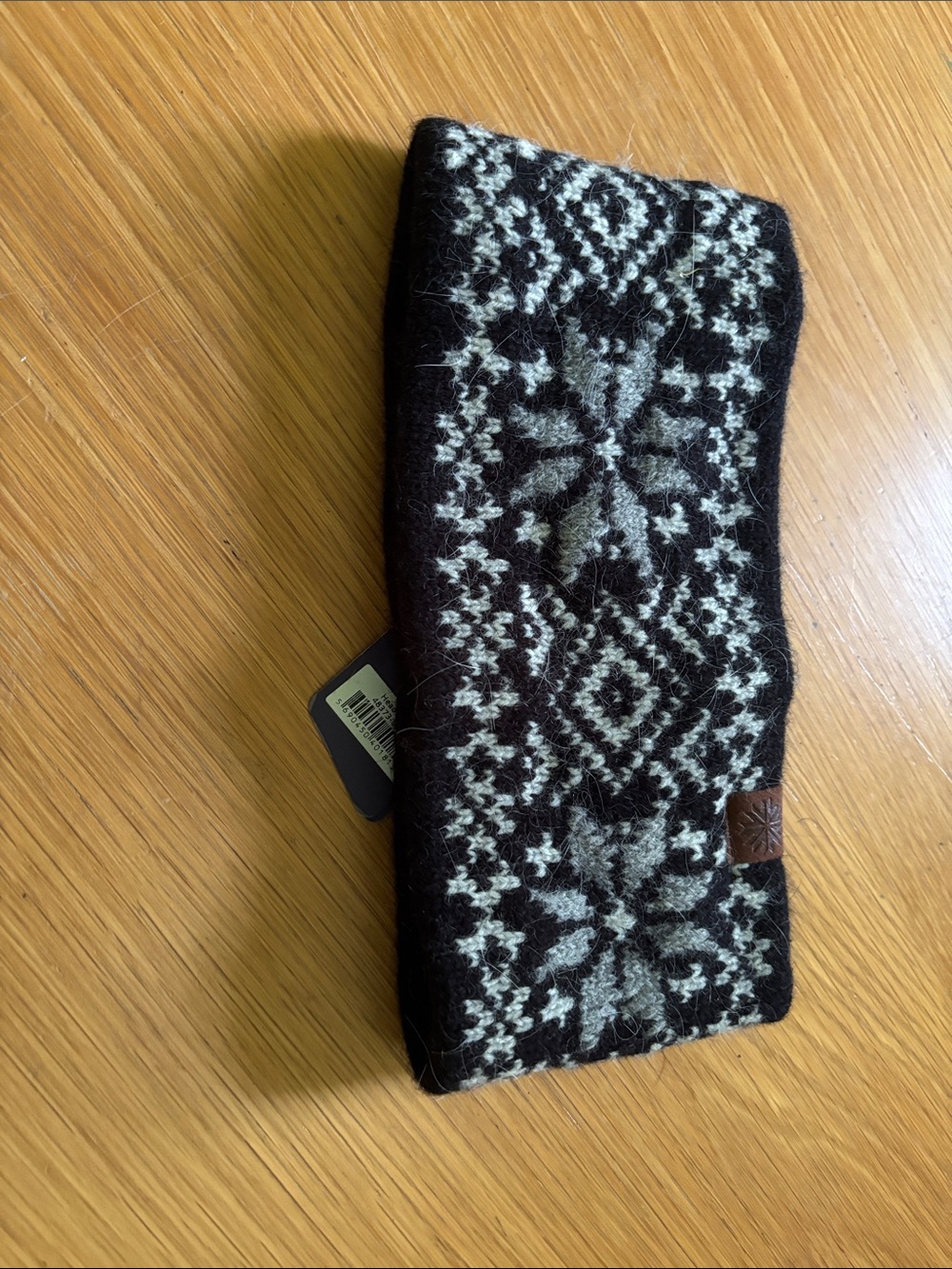 Black and Cream Nordic Pattern Knit Headband